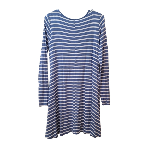 Ultra Flirt Blue and White Striped Long Sleeve Dress - Picture 3 of 4